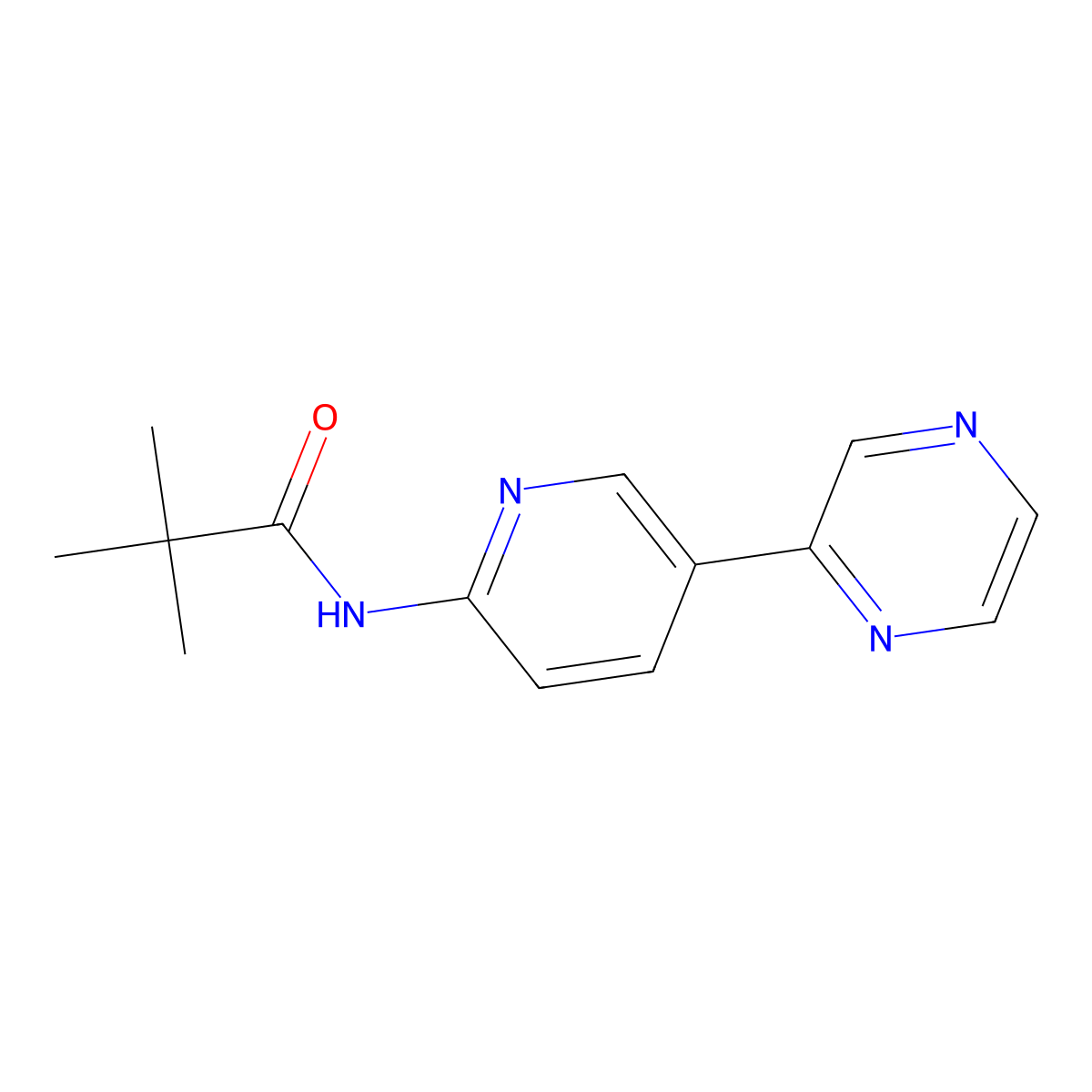2,2-dimethyl-N-[5-(pyrazin-2-yl)pyridin-2-yl]propanamide molecular structure, CAS 1803610-73-2
