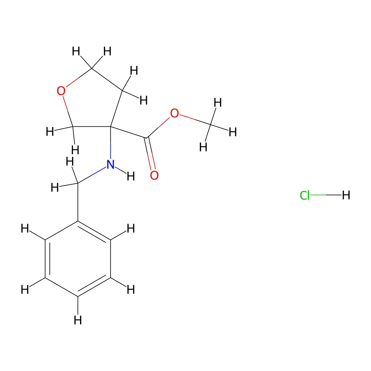 Methyl 3-(benzylamino)oxolane-3-carboxylate hydrochloride molecular structure, CAS 1803610-75-4