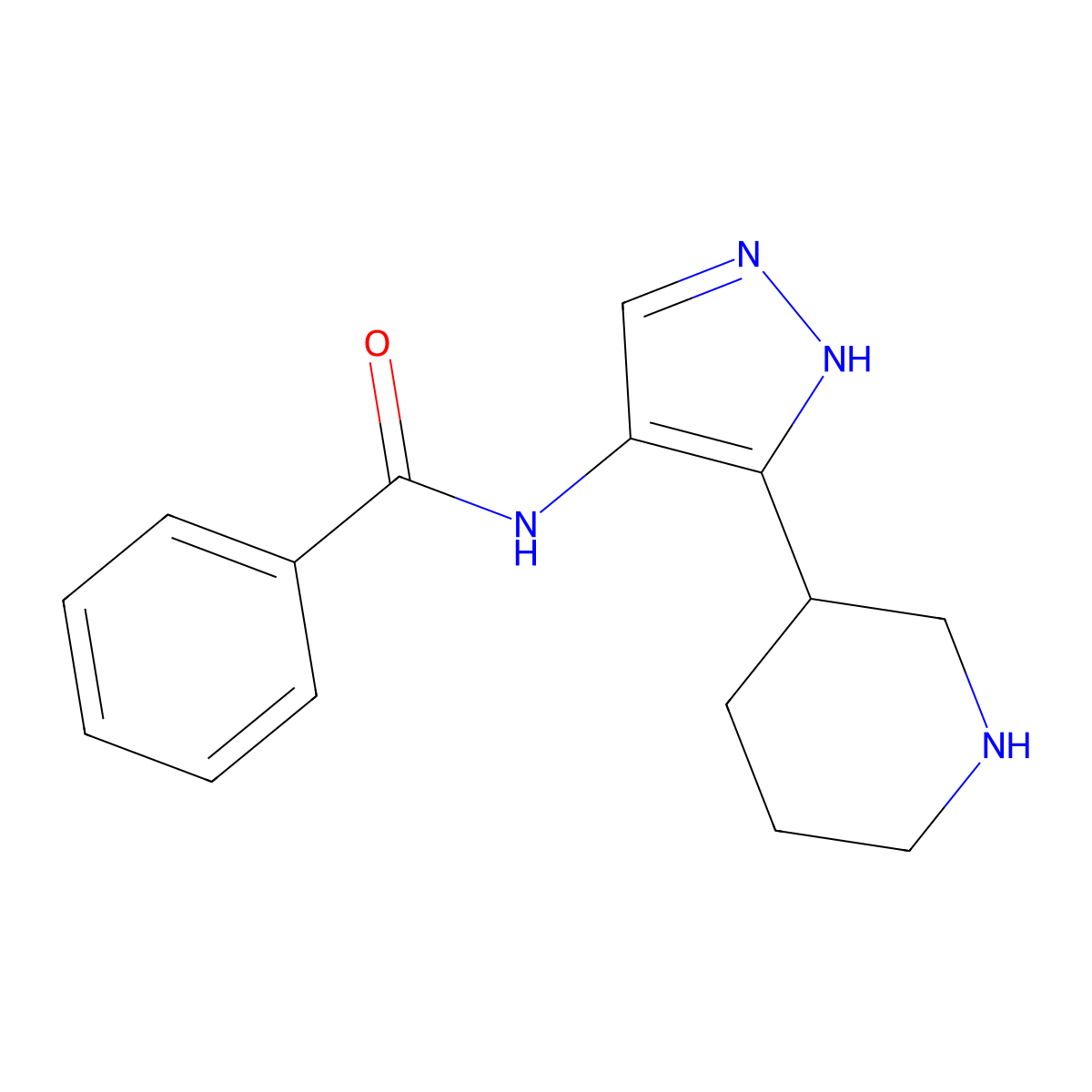 N-[3-(piperidin-3-yl)-1H-pyrazol-4-yl]benzamide molecular structure, CAS 1803610-79-8