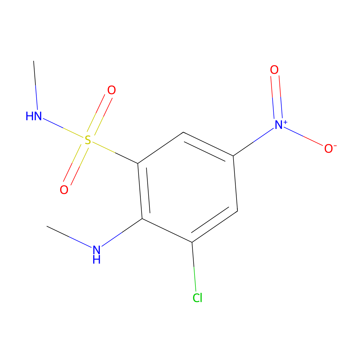 3-chloro-N-methyl-2-(methylamino)-5-nitrobenzene-1-sulfonamide molecular structure, CAS 1803610-86-7