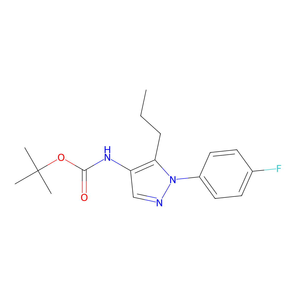 tert-butyl N-[1-(4-fluorophenyl)-5-propyl-1H-pyrazol-4-yl]carbamate molecular structure, CAS 1803610-87-8