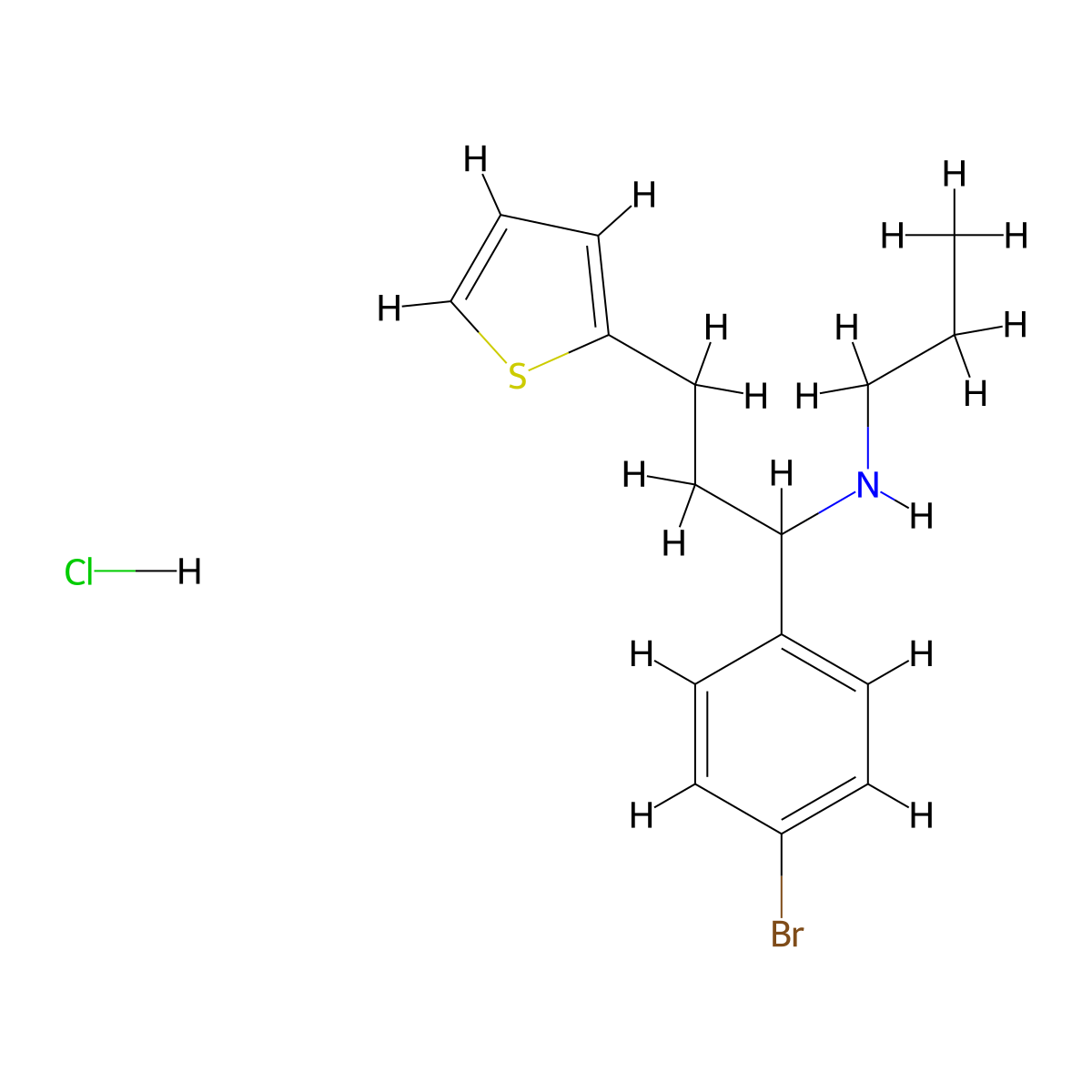 [1-(4-Bromophenyl)-3-(thiophen-2-yl)propyl](propyl)amine hydrochloride molecular structure, CAS 1803610-88-9
