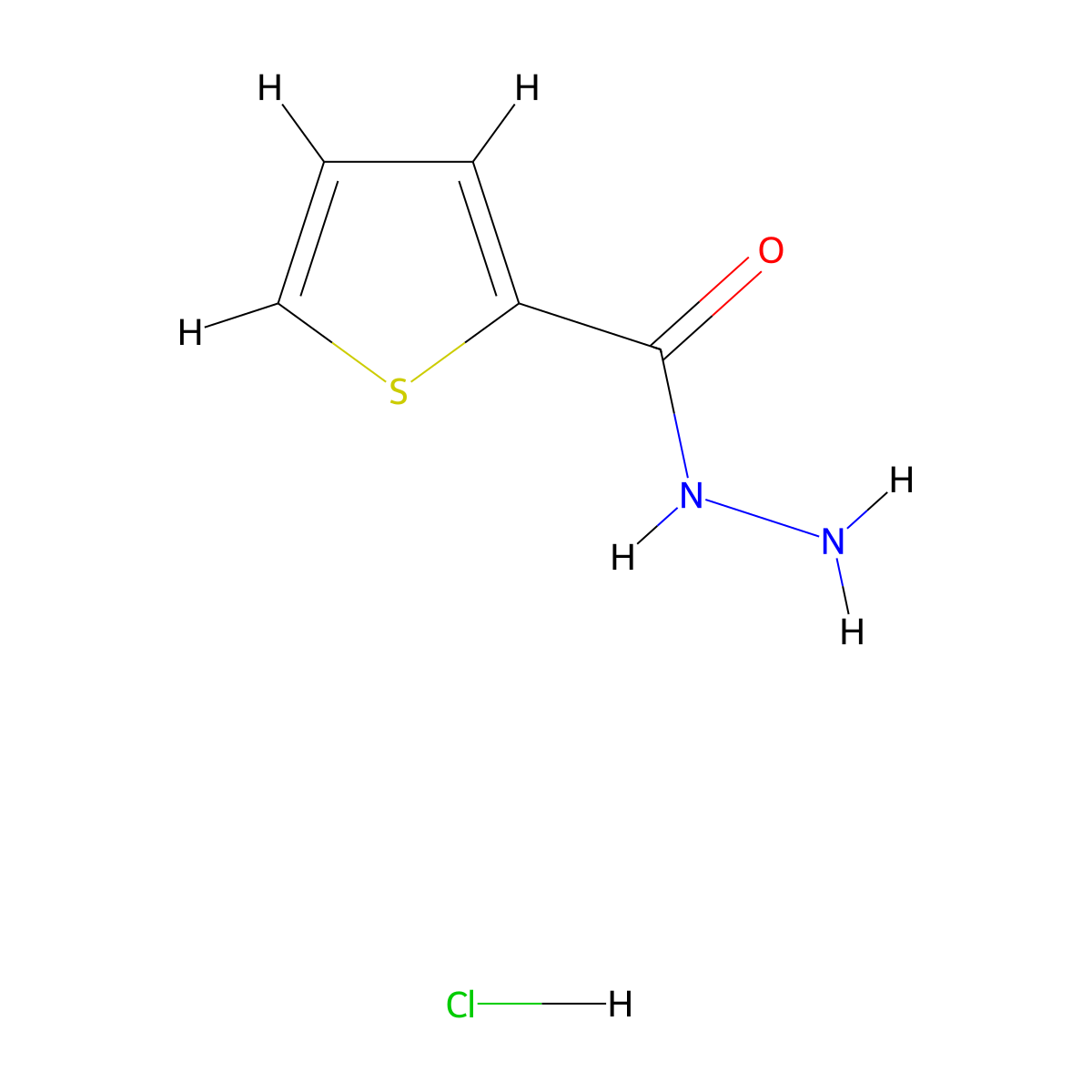 Thiophene-2-carbohydrazide hydrochloride molecular structure, CAS 1803610-91-4