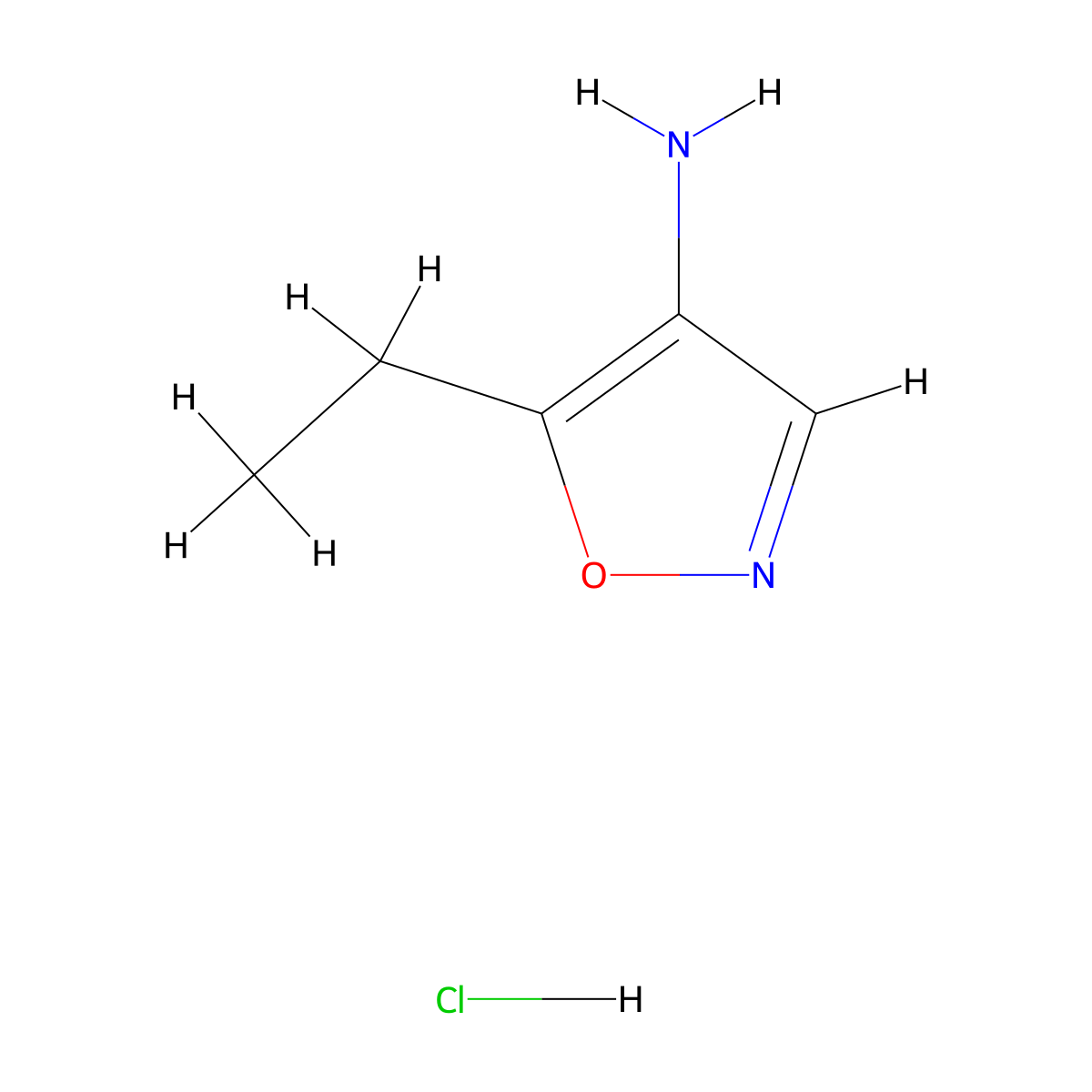 5-Ethyl-1,2-oxazol-4-amine hydrochloride molecular structure, CAS 1803610-92-5