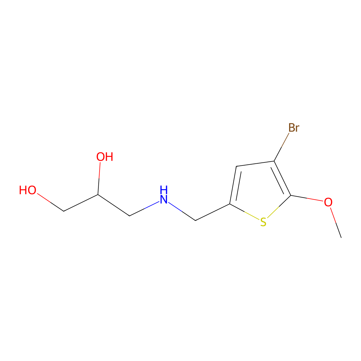 3-{[(4-Bromo-5-methoxythiophen-2-yl)methyl]amino}propane-1,2-diol molecular structure, CAS 1803610-93-6
