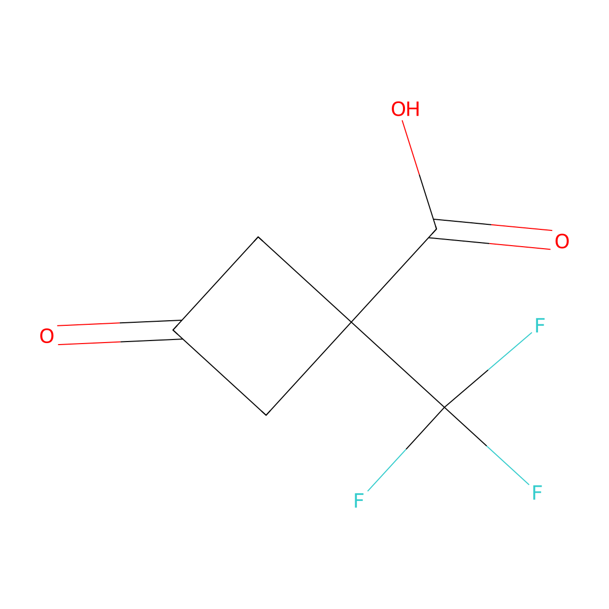 3-Oxo-1-(trifluoromethyl)cyclobutane-1-carboxylic acid molecular structure, CAS 1803610-99-2