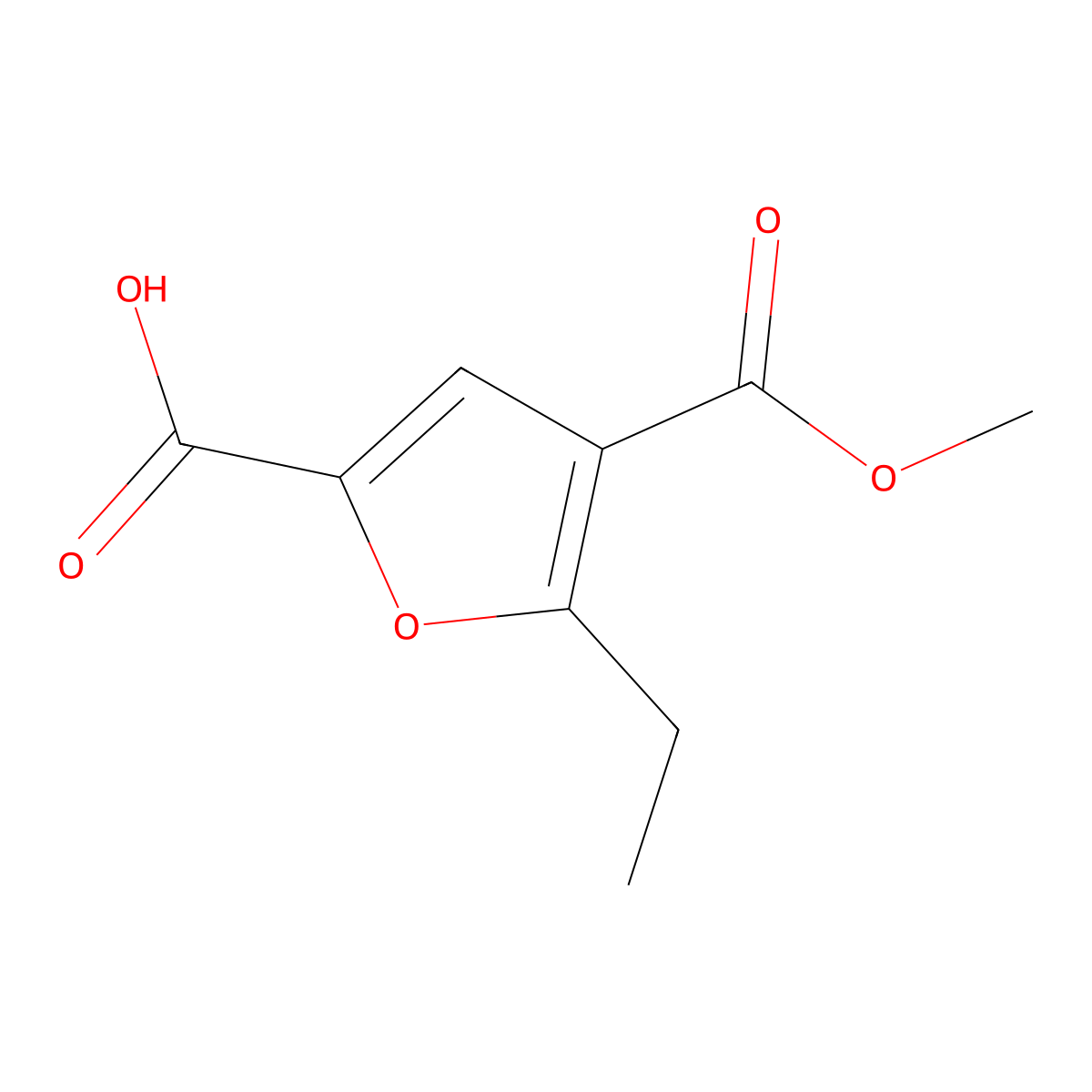 5-Ethyl-4-(methoxycarbonyl)furan-2-carboxylic acid molecular structure, CAS 1803611-08-6
