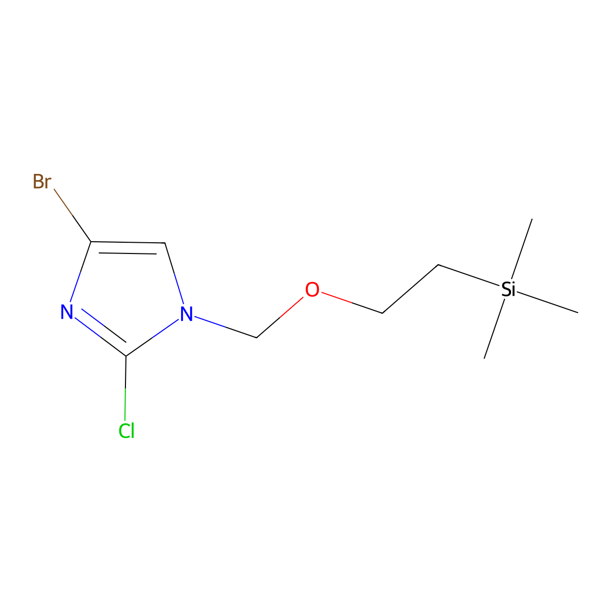 4-bromo-2-chloro-1-((2-(trimethylsilyl)ethoxy)methyl)-1H-imidazole molecular structure, CAS 1803611-10-0
