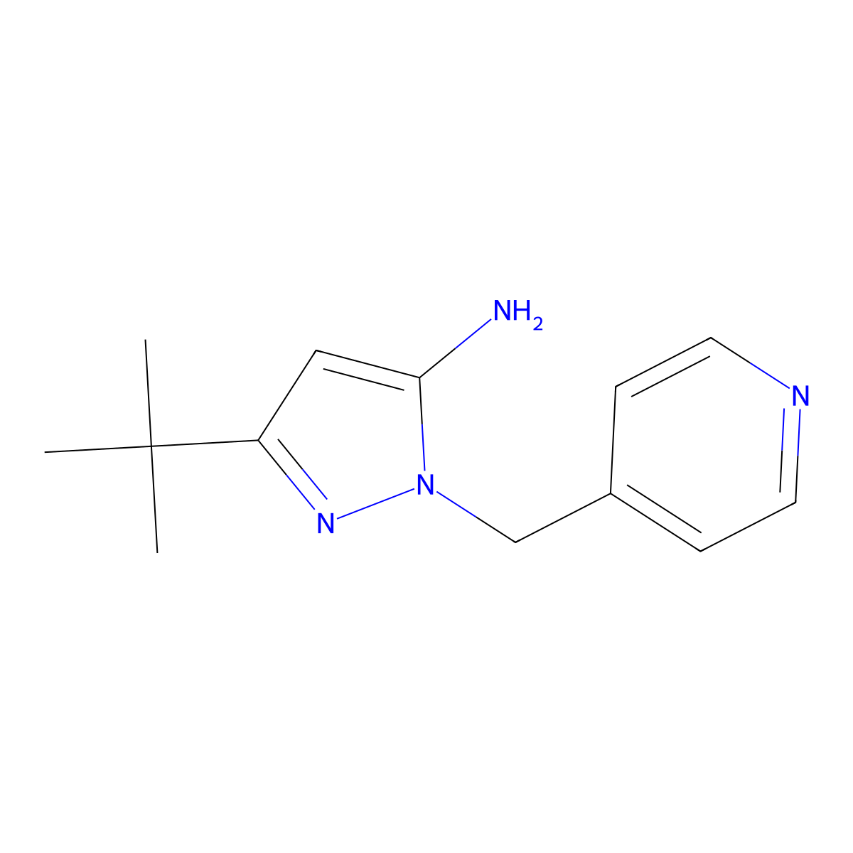 3-tert-butyl-1-(pyridin-4-ylmethyl)-1H-pyrazol-5-amine molecular structure, CAS 1803611-11-1