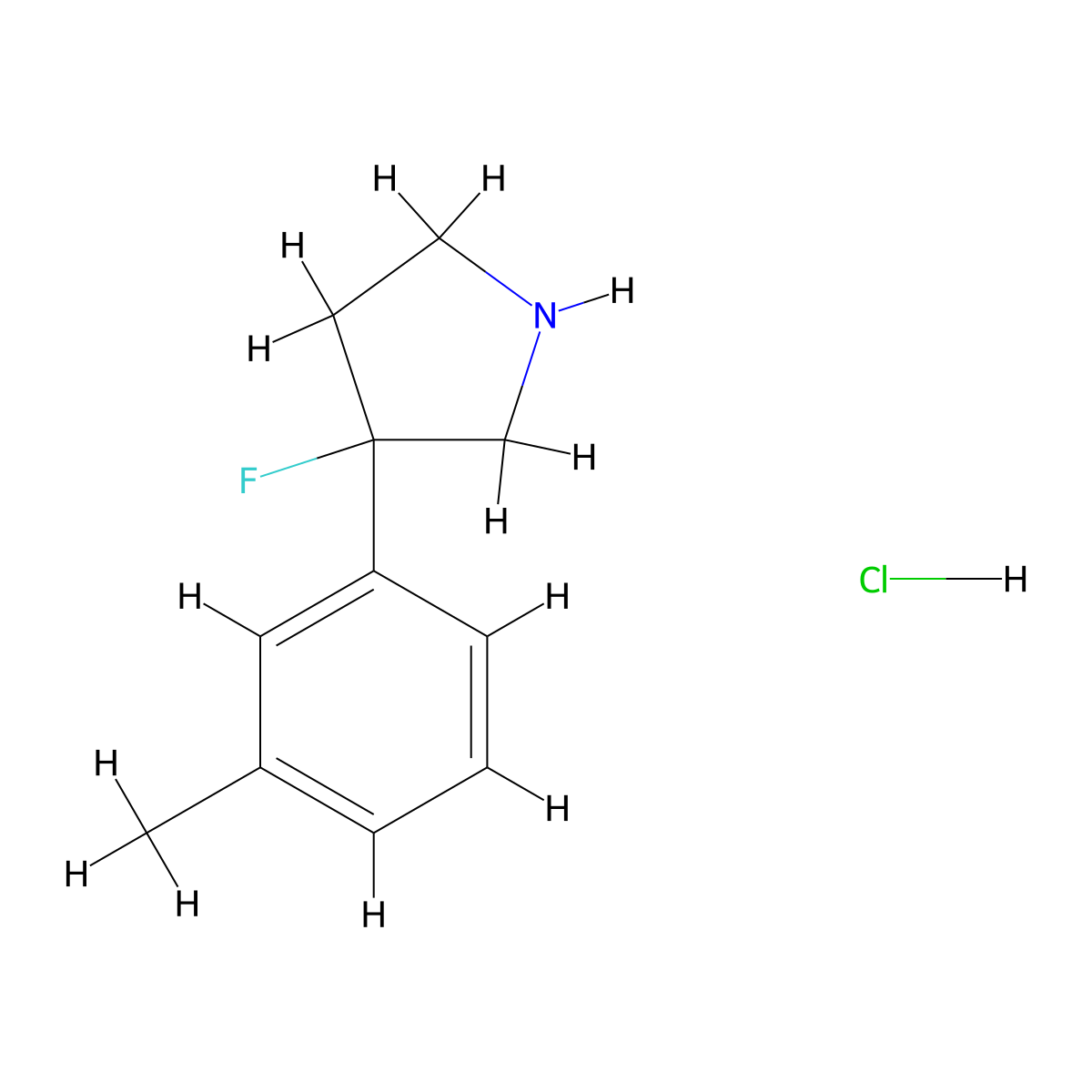 3-Fluoro-3-(3-methylphenyl)pyrrolidine hydrochloride molecular structure, CAS 1803611-13-3
