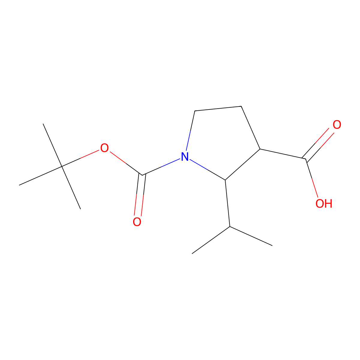 1-[(Tert-butoxy)carbonyl]-2-(propan-2-yl)pyrrolidine-3-carboxylic acid molecular structure, CAS 1803611-15-5