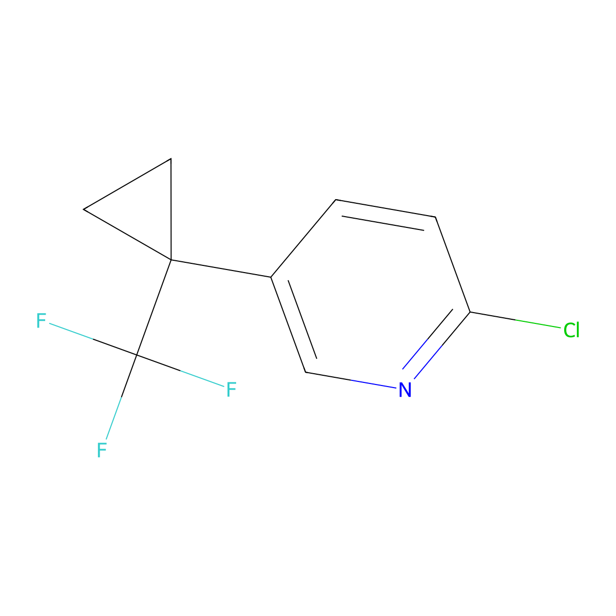 2-Chloro-5-(1-(trifluoromethyl)cyclopropyl)pyridine molecular structure, CAS 1803611-16-6
