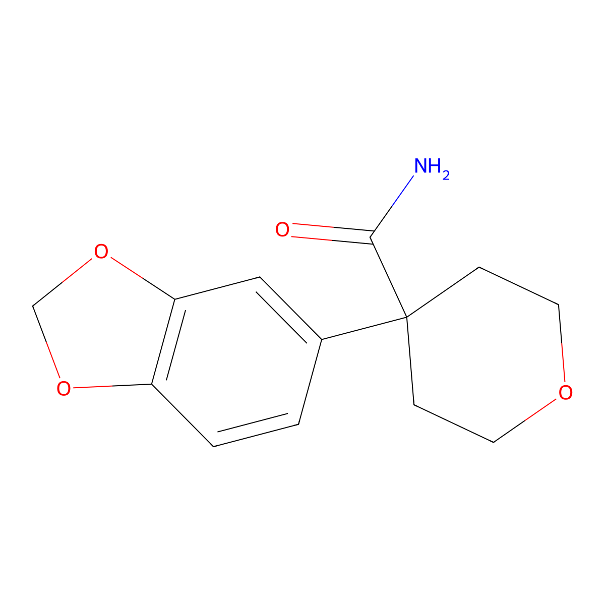4-(2H-1,3-benzodioxol-5-yl)oxane-4-carboxamide molecular structure, CAS 1803611-18-8