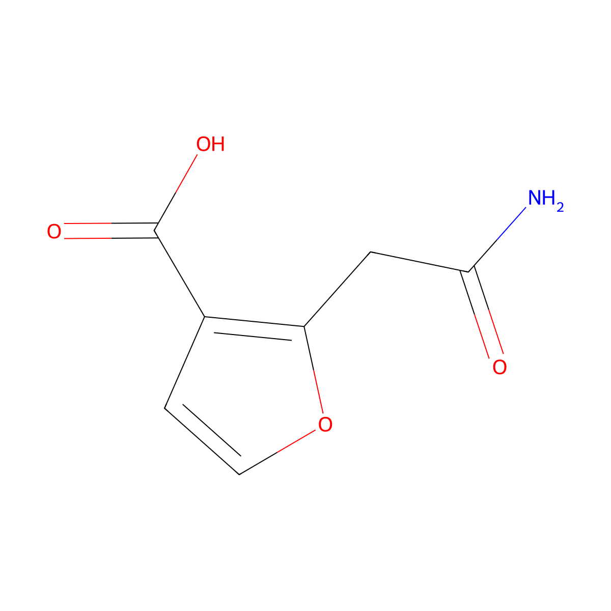 2-(Carbamoylmethyl)furan-3-carboxylic acid molecular structure, CAS 1803611-24-6
