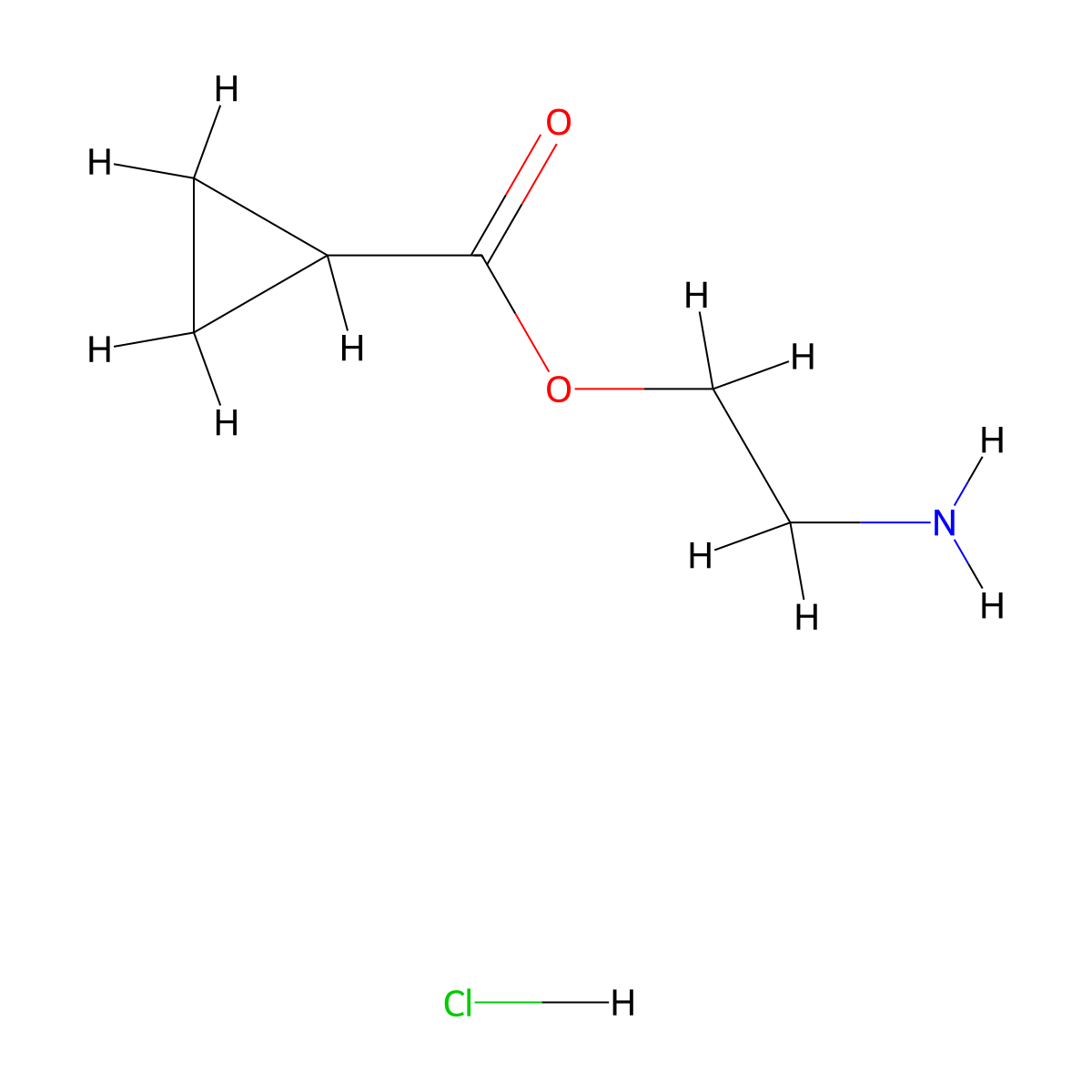 2-Aminoethyl cyclopropanecarboxylate hydrochloride molecular structure, CAS 1803611-27-9