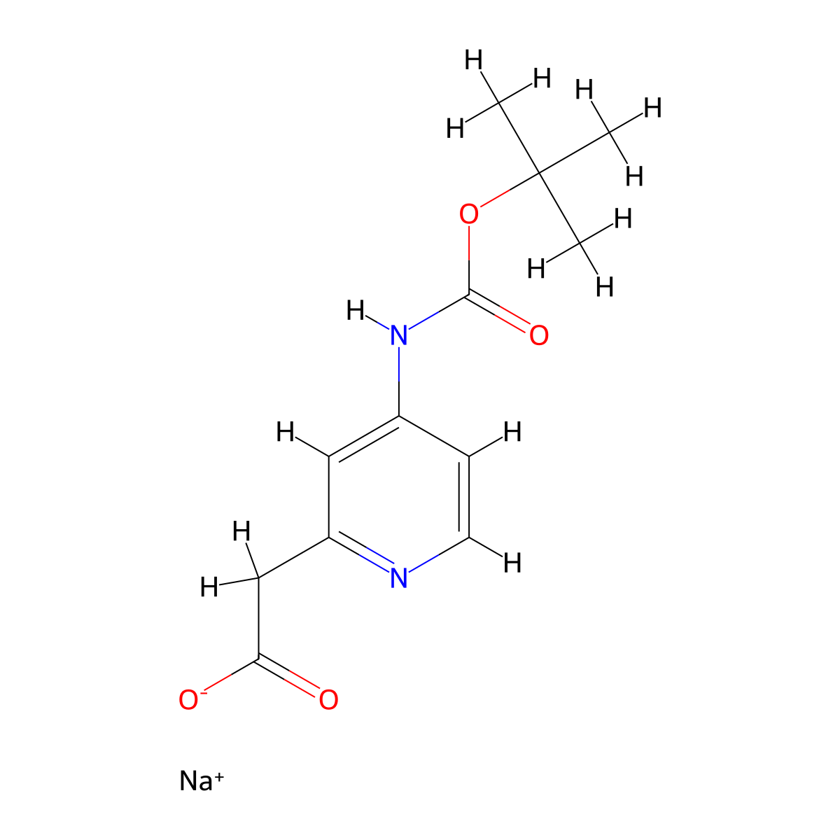 Sodium 2-(4-{[(tert-butoxy)carbonyl]amino}pyridin-2-yl)acetate molecular structure, CAS 1803611-29-1