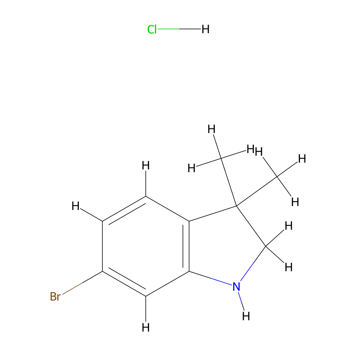 6-bromo-3,3-dimethyl-2,3-dihydro-1H-indole hydrochloride molecular structure, CAS 1803611-39-3