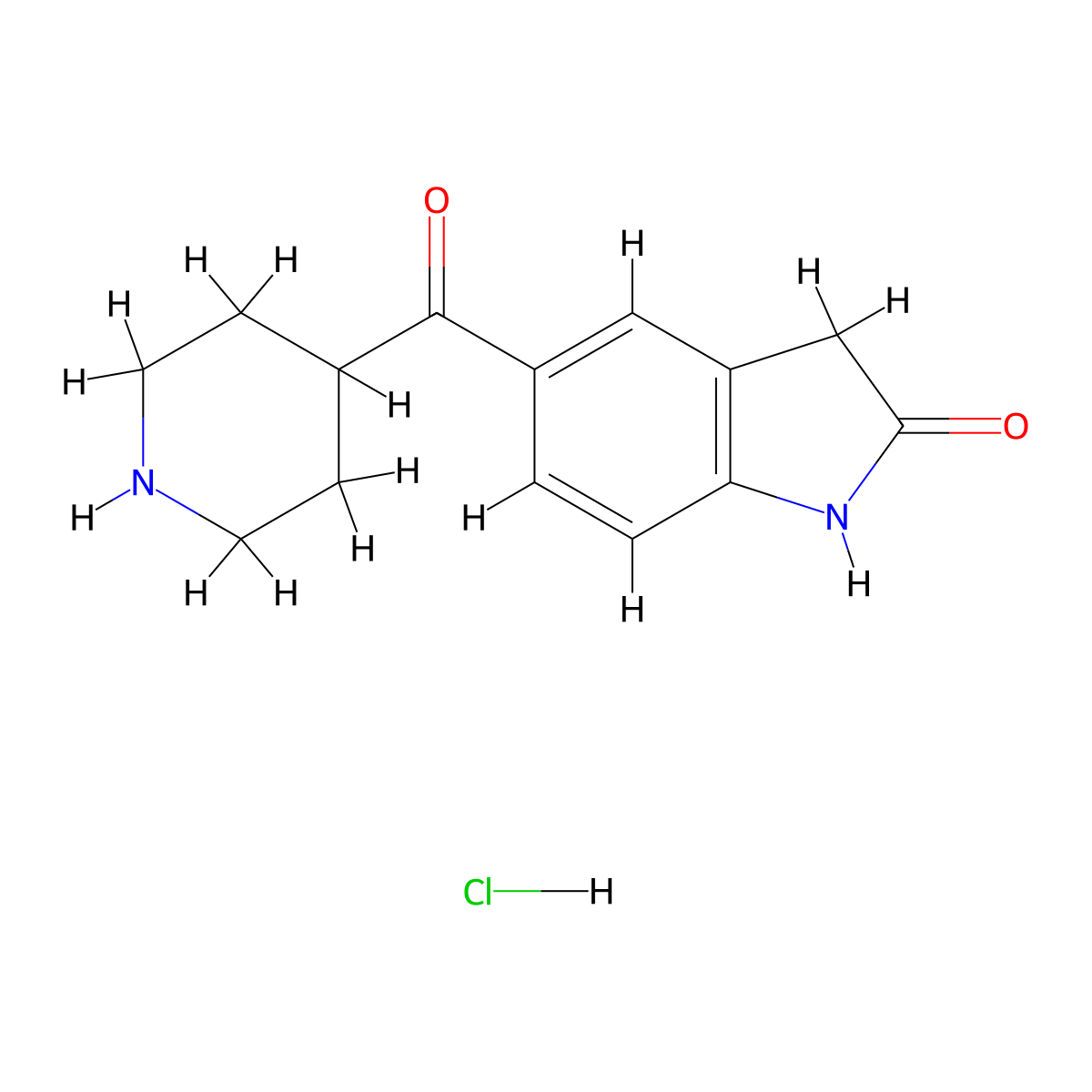 5-(piperidine-4-carbonyl)-2,3-dihydro-1H-indol-2-one hydrochloride molecular structure, CAS 1803611-40-6