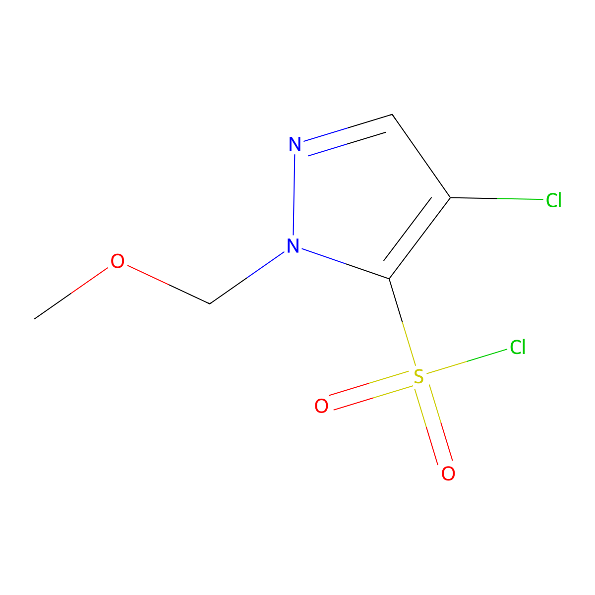 4-chloro-1-(methoxymethyl)-1H-pyrazole-5-sulfonyl chloride molecular structure, CAS 1803611-49-5