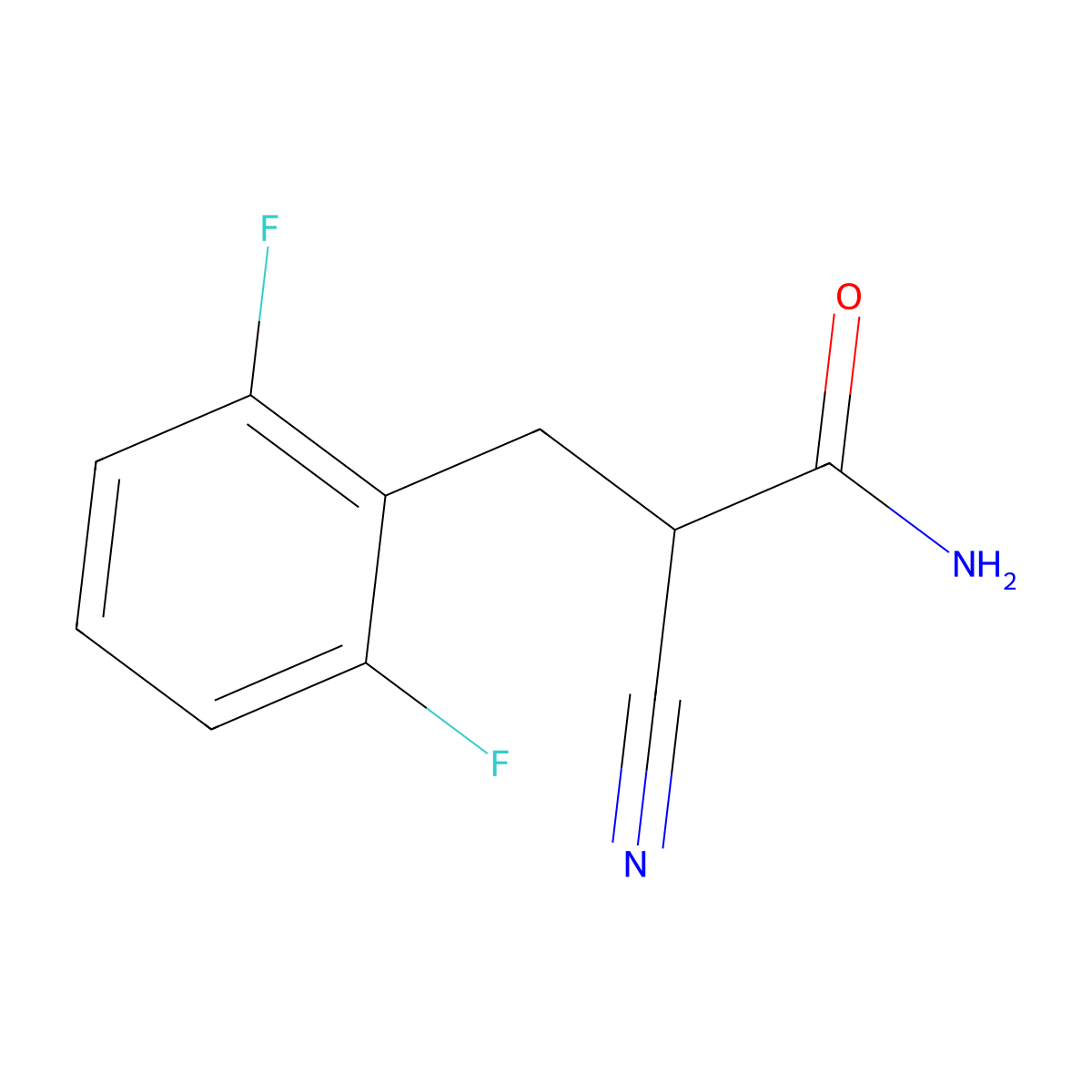 2-Cyano-3-(2,6-difluorophenyl)propanamide molecular structure, CAS 1803611-50-8