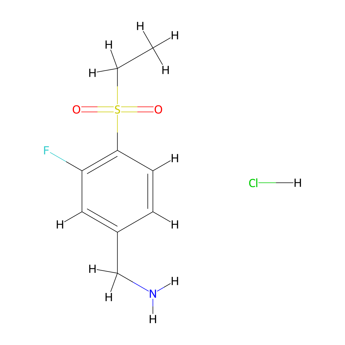[4-(Ethanesulfonyl)-3-fluorophenyl]methanamine hydrochloride molecular structure, CAS 1803611-51-9