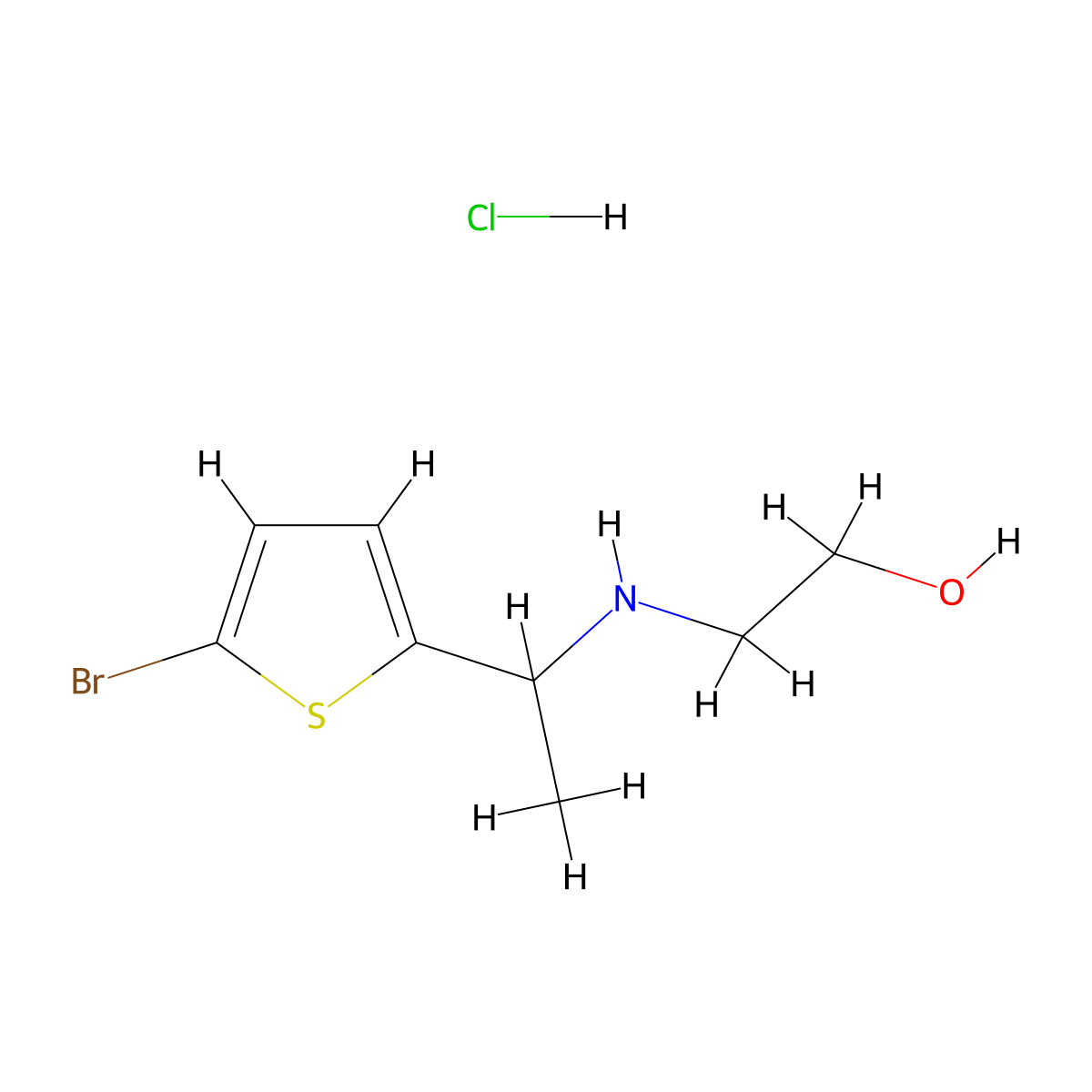 2-{[1-(5-Bromothiophen-2-yl)ethyl]amino}ethan-1-ol hydrochloride molecular structure, CAS 1803611-56-4