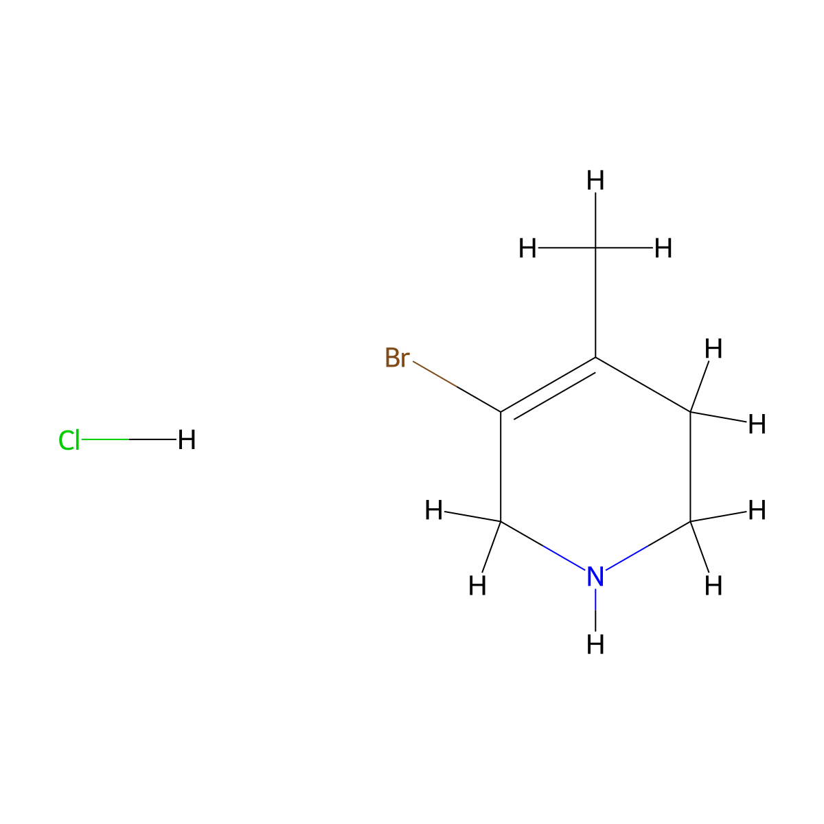 5-Bromo-4-methyl-1,2,3,6-tetrahydropyridine hydrochloride molecular structure, CAS 1803611-57-5