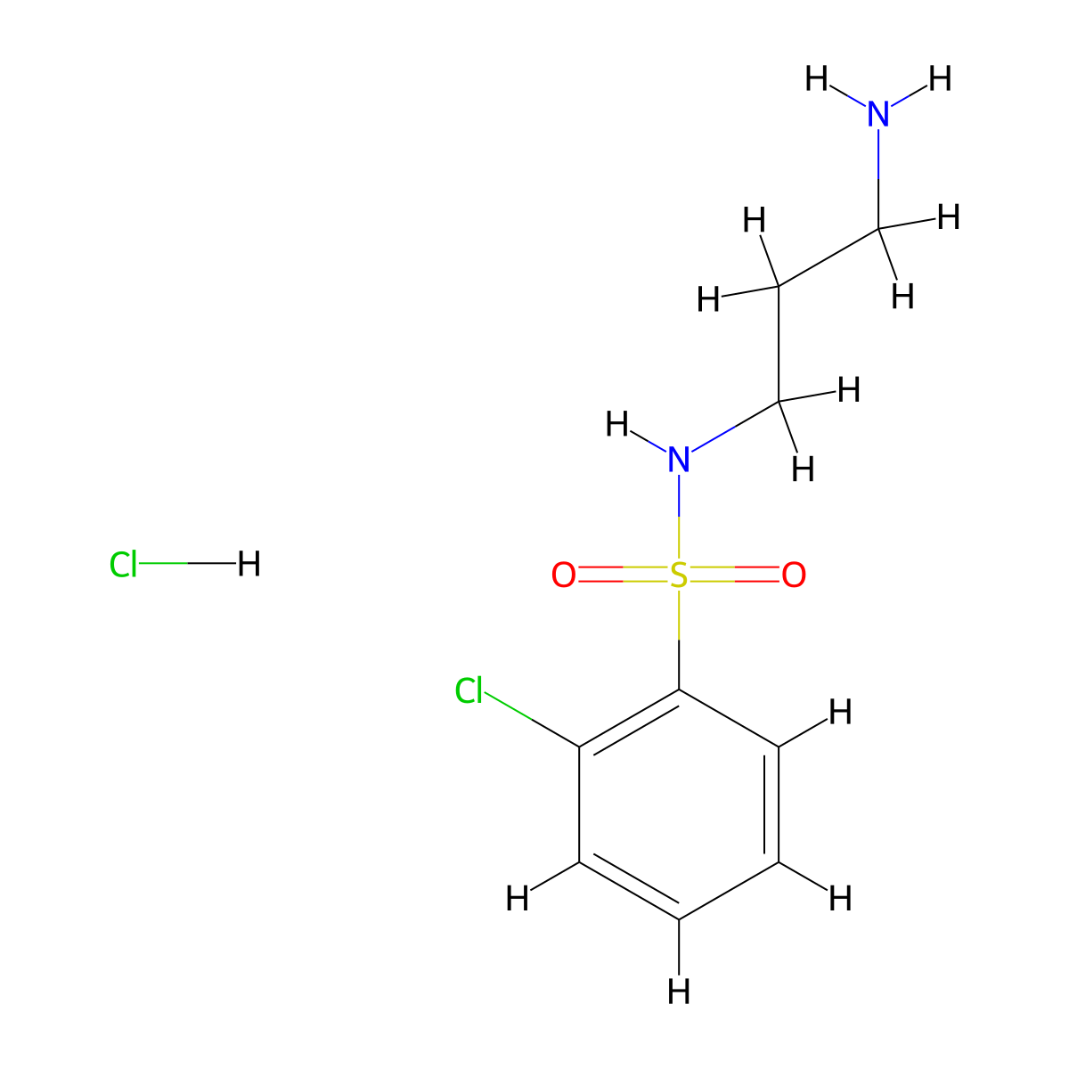 N-(3-aminopropyl)-2-chlorobenzene-1-sulfonamide hydrochloride molecular structure, CAS 1803611-62-2