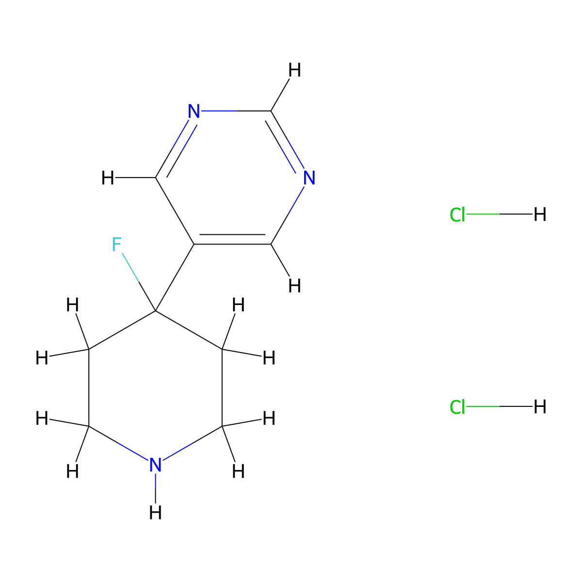 5-(4-Fluoropiperidin-4-yl)pyrimidine dihydrochloride molecular structure, CAS 1803611-63-3