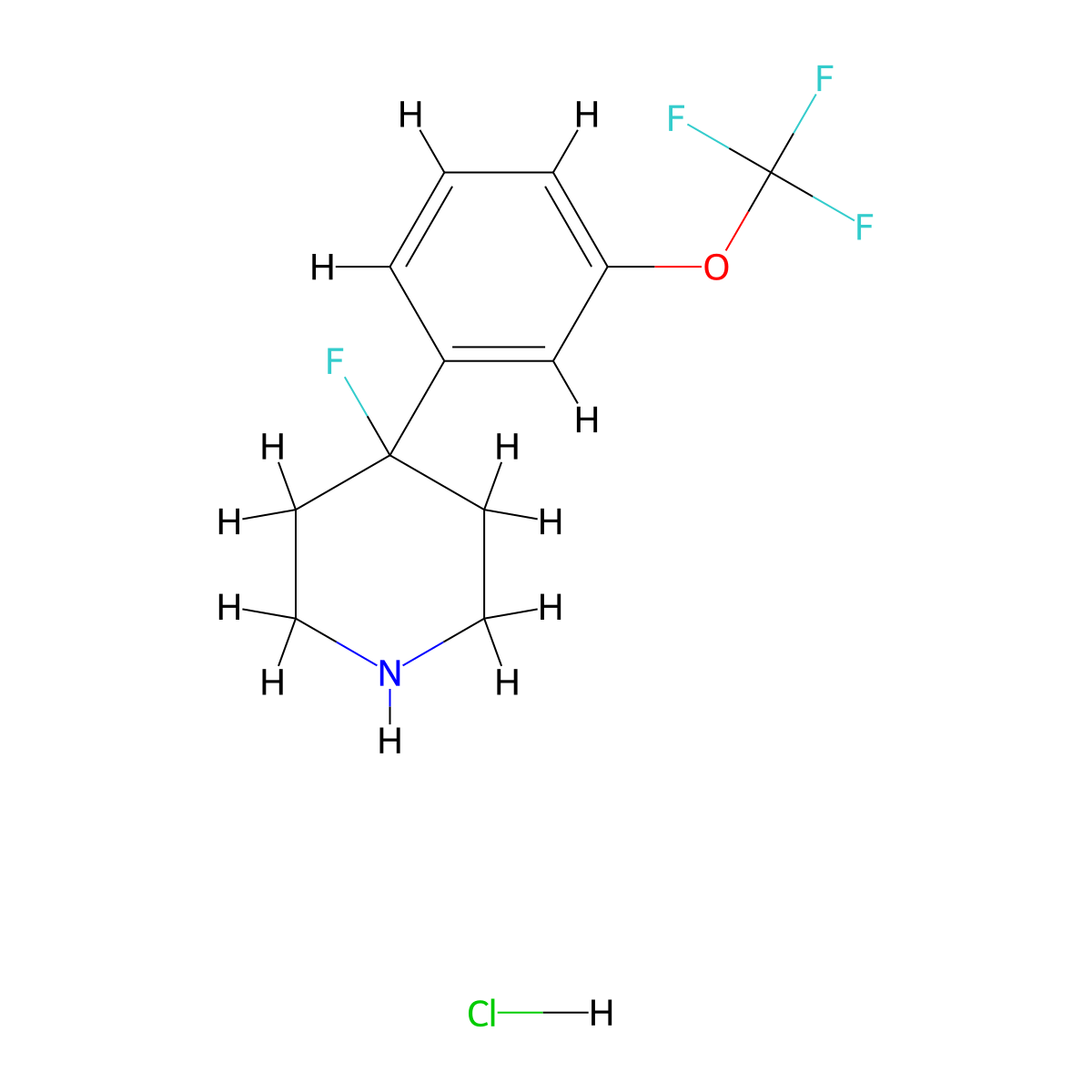 4-Fluoro-4-[3-(trifluoromethoxy)phenyl]piperidine hydrochloride molecular structure, CAS 1803611-68-8