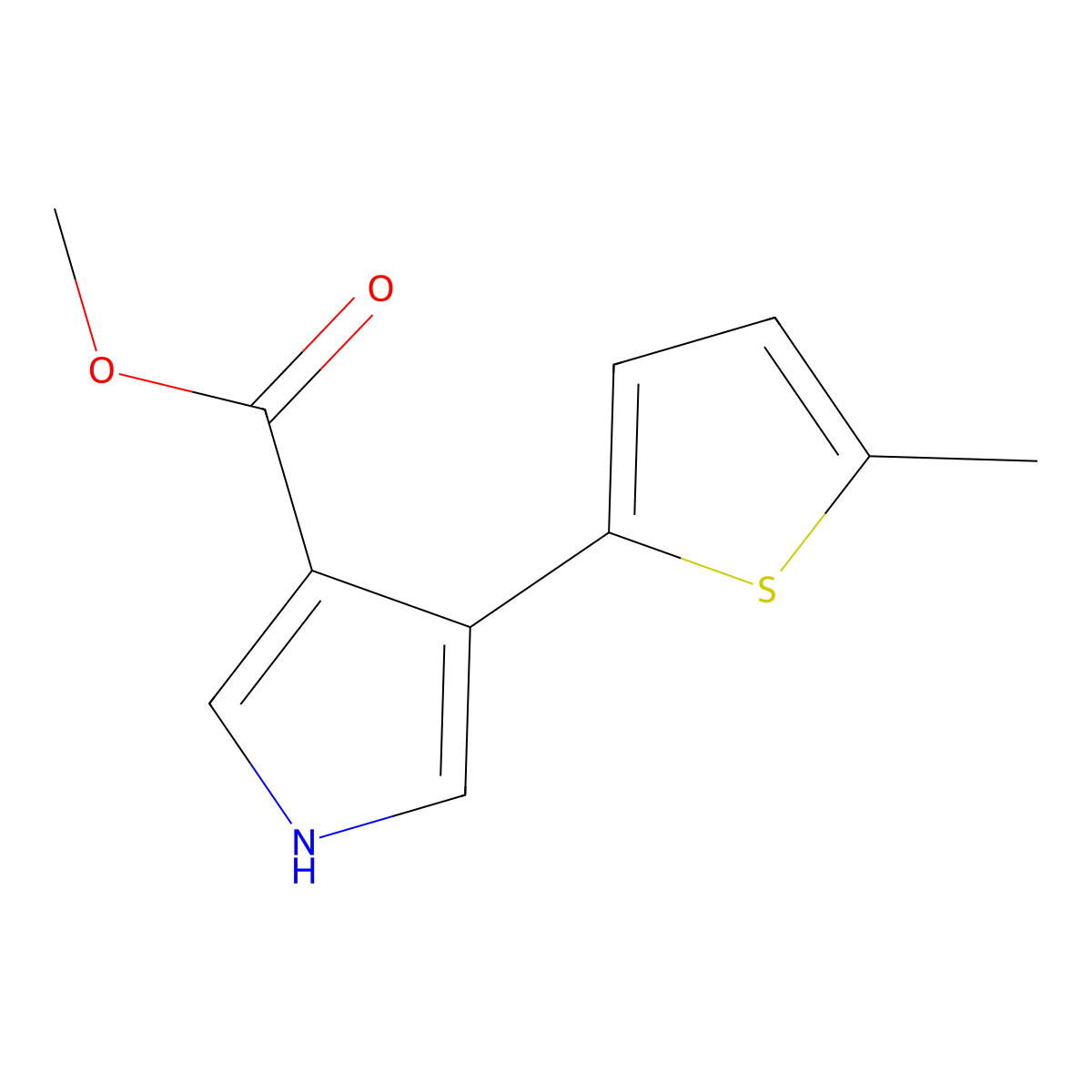methyl 4-(5-methylthiophen-2-yl)-1H-pyrrole-3-carboxylate molecular structure, CAS 1803611-72-4