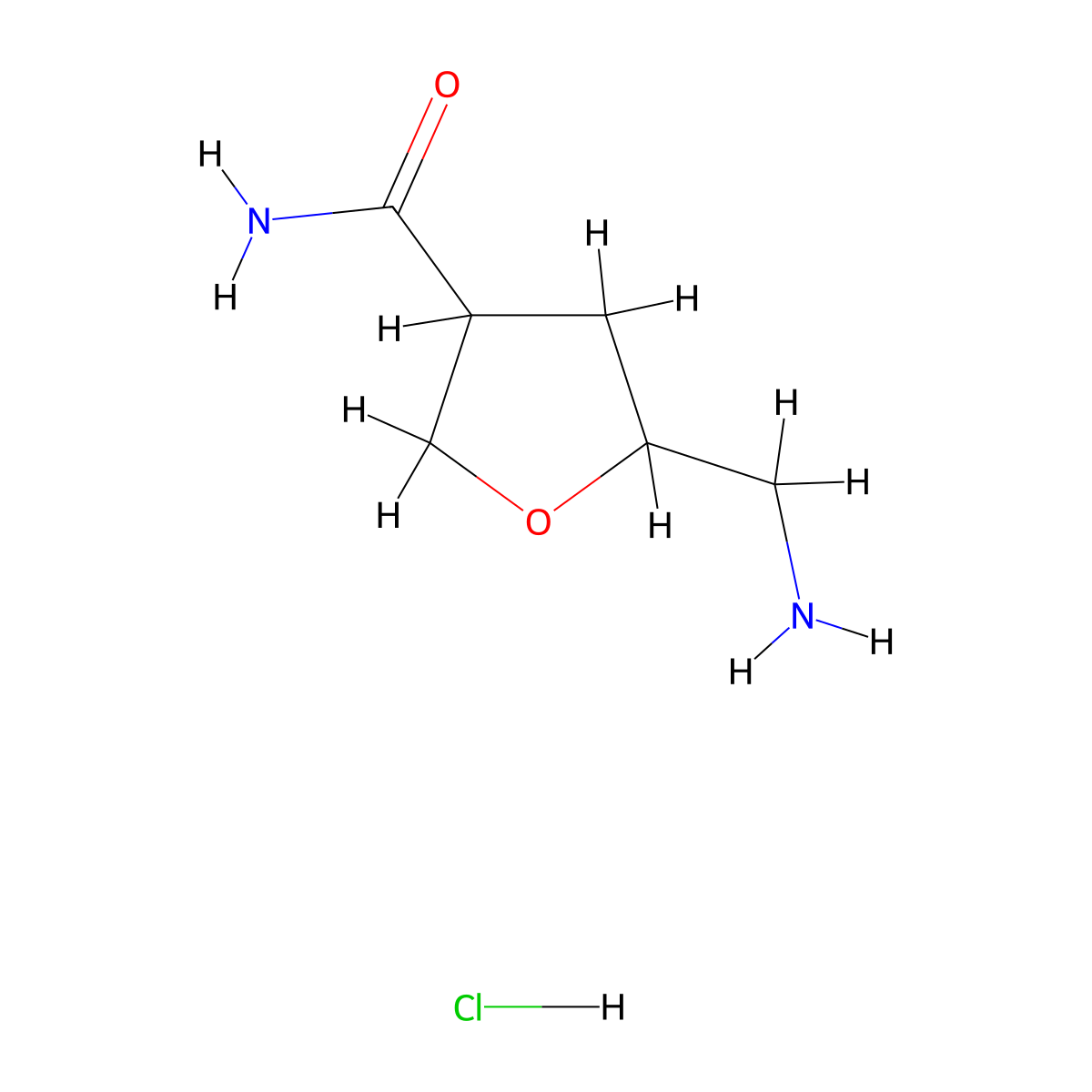 5-(Aminomethyl)oxolane-3-carboxamide hydrochloride molecular structure, CAS 1803611-73-5