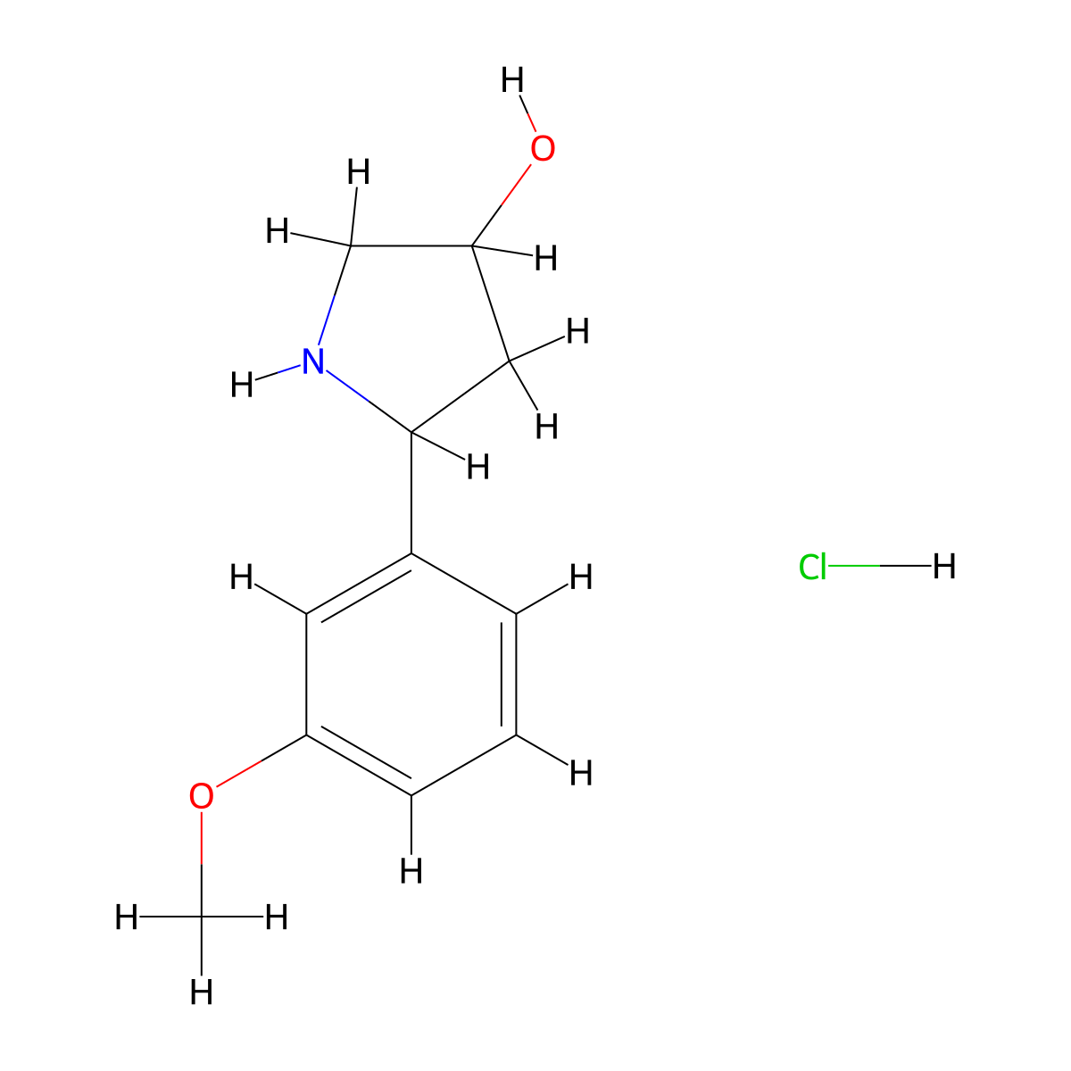 5-(3-Methoxyphenyl)pyrrolidin-3-ol hydrochloride molecular structure, CAS 1803611-82-6