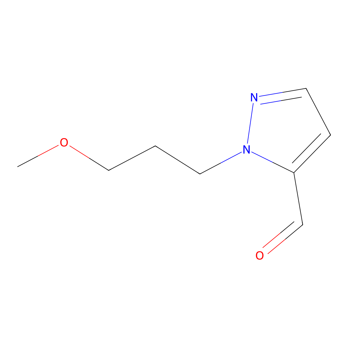 1-(3-methoxypropyl)-1H-pyrazole-5-carbaldehyde molecular structure, CAS 1803611-86-0
