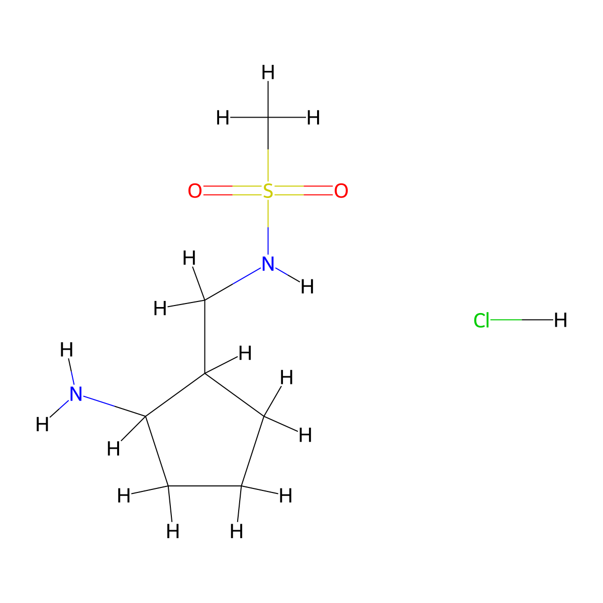 N-[(2-aminocyclopentyl)methyl]methanesulfonamide hydrochloride molecular structure, CAS 1803611-87-1