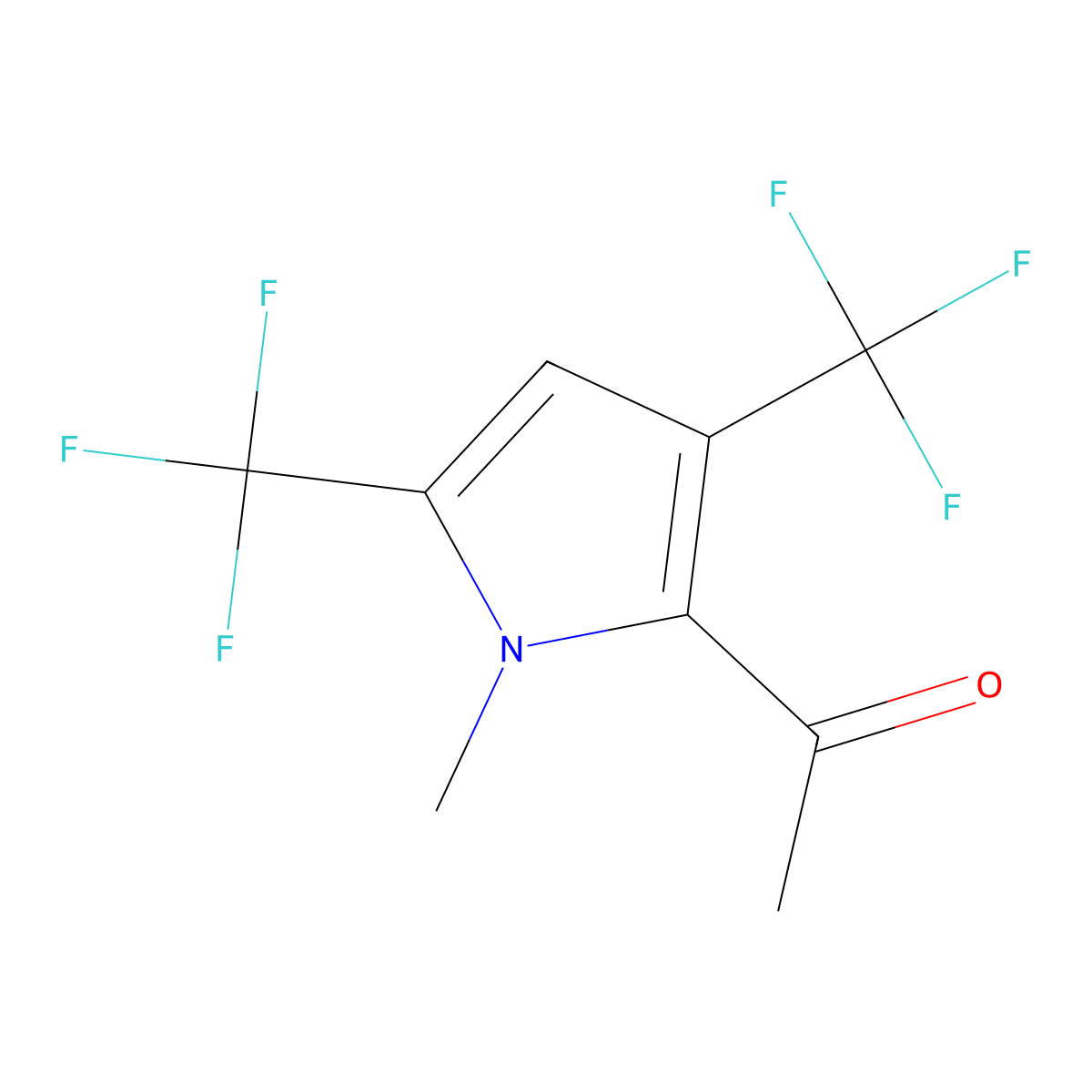 1-[1-methyl-3,5-bis(trifluoromethyl)-1H-pyrrol-2-yl]ethan-1-one molecular structure, CAS 1803611-90-6