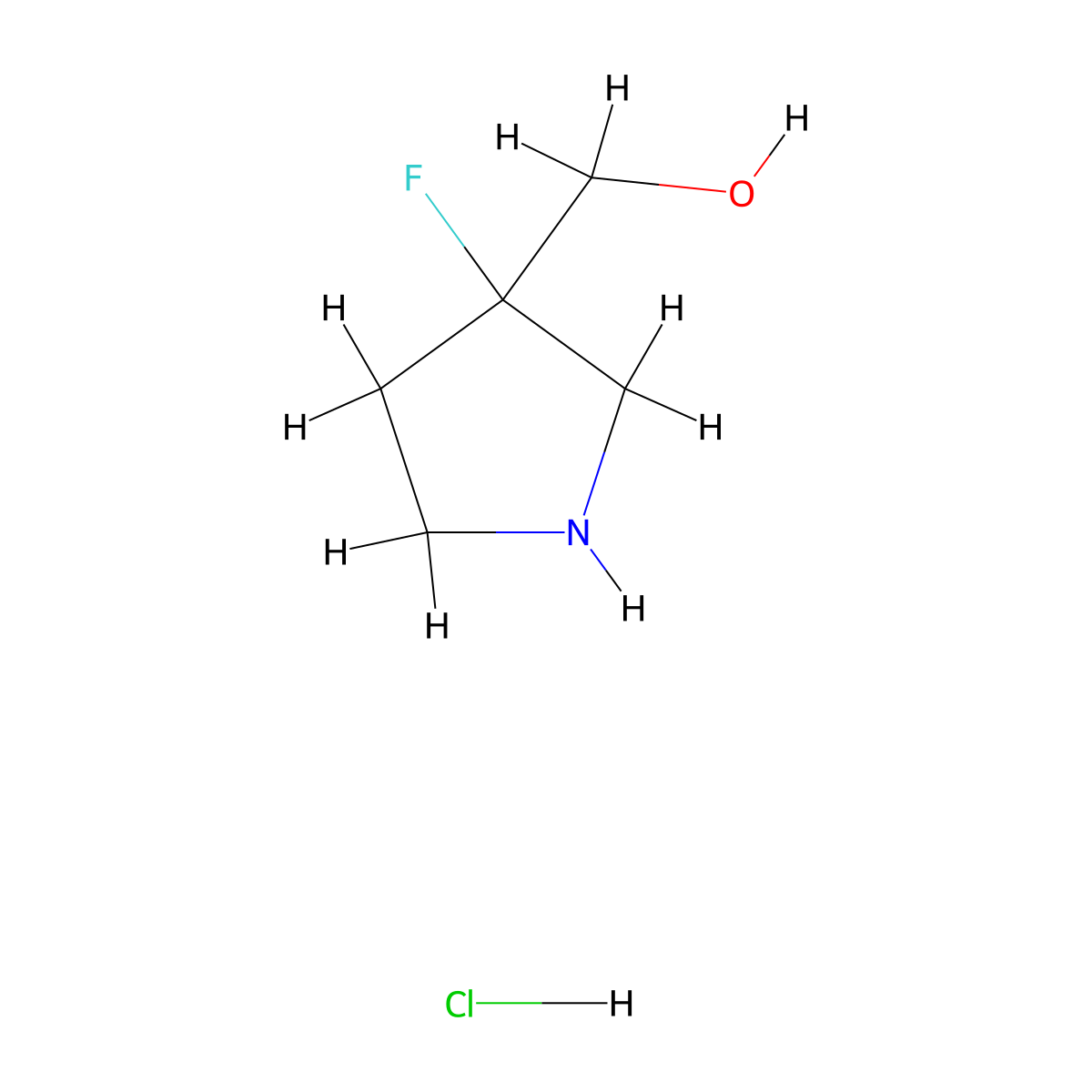 (3-Fluoropyrrolidin-3-yl)methanol hydrochloride molecular structure, CAS 1803611-93-9