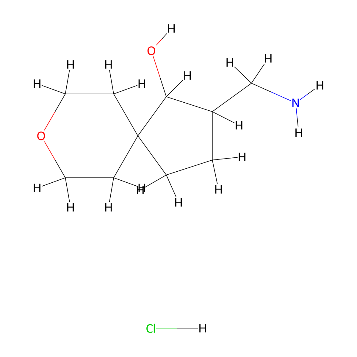 2-(Aminomethyl)-8-oxaspiro[4.5]decan-1-ol hydrochloride molecular structure, CAS 1803611-97-3