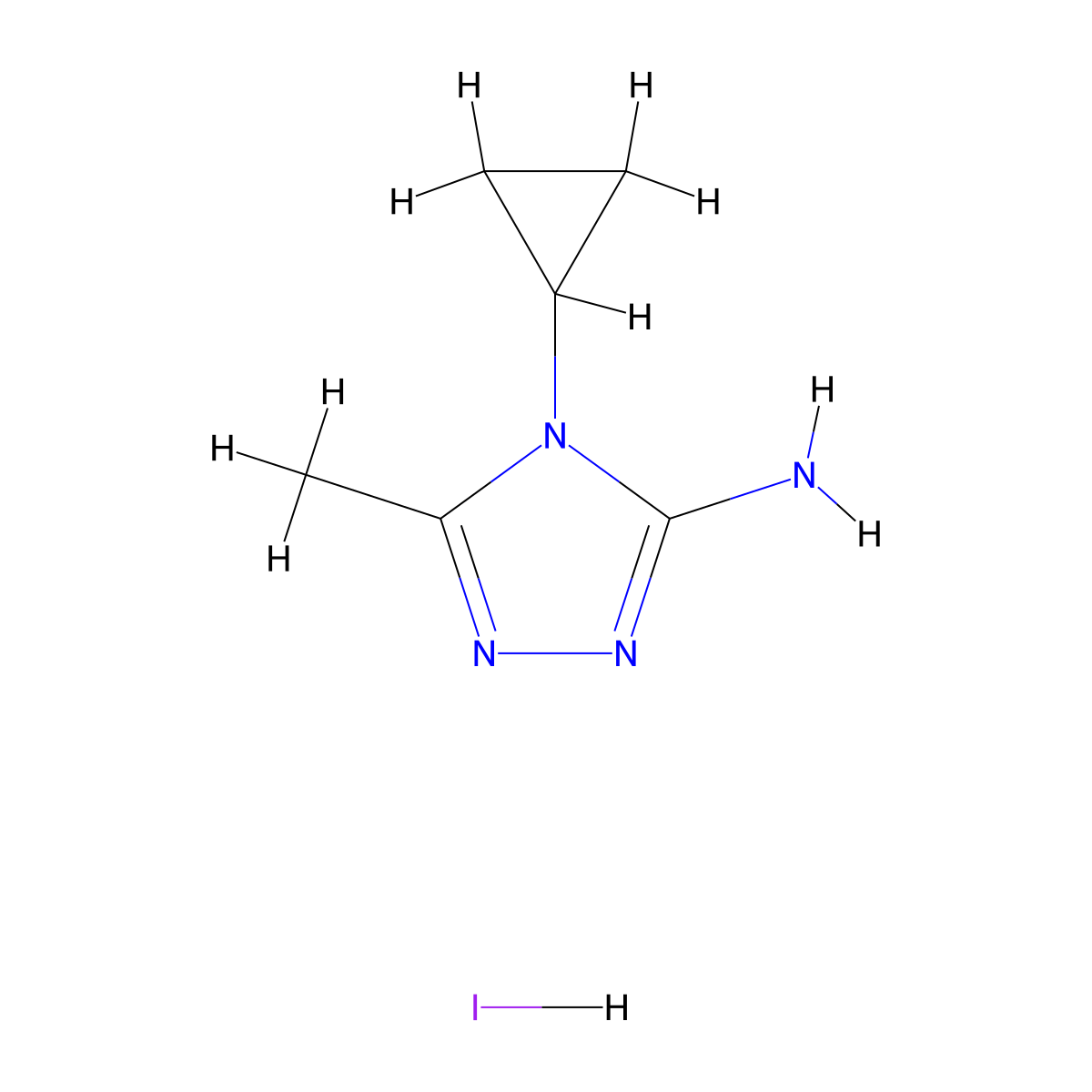 4-cyclopropyl-5-methyl-4H-1,2,4-triazol-3-amine hydroiodide molecular structure, CAS 1803612-09-0