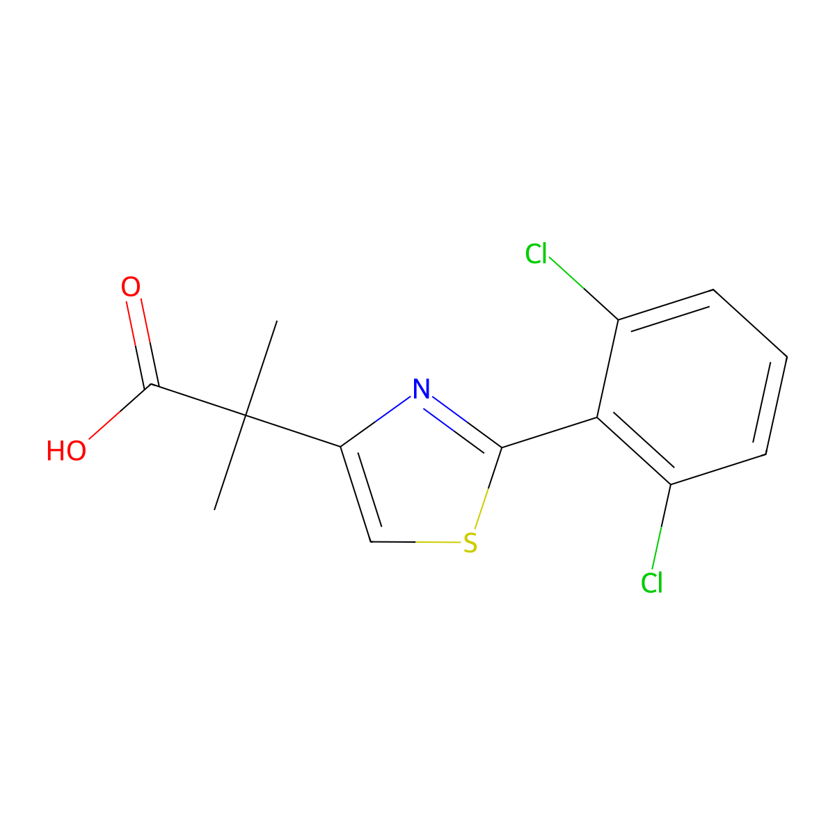 2-[2-(2,6-Dichlorophenyl)-1,3-thiazol-4-yl]-2-methylpropanoic acid molecular structure, CAS 1803612-11-4