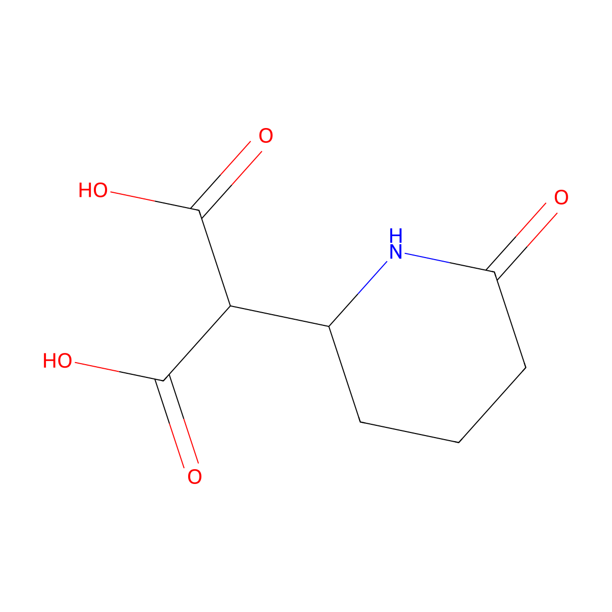 2-(6-Oxopiperidin-2-yl)propanedioic acid molecular structure, CAS 1803612-18-1