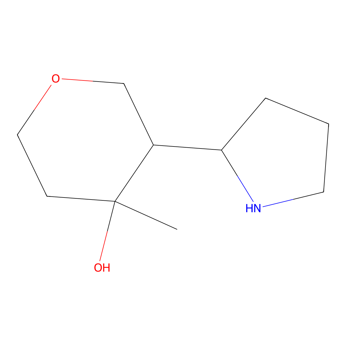 4-Methyl-3-(pyrrolidin-2-yl)oxan-4-ol molecular structure, CAS 1803612-20-5