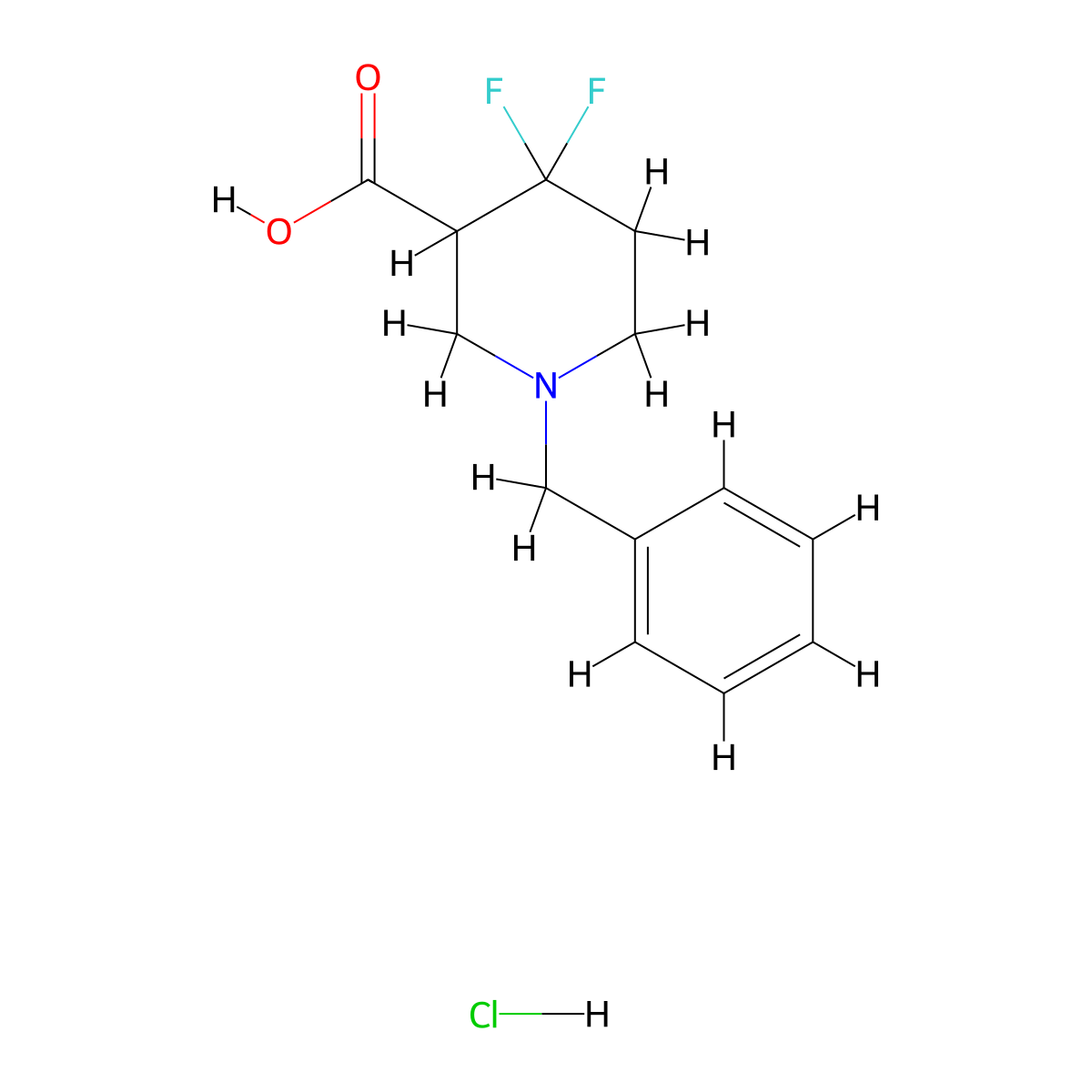1-Benzyl-4,4-difluoropiperidine-3-carboxylic acid hydrochloride molecular structure, CAS 1803612-25-0