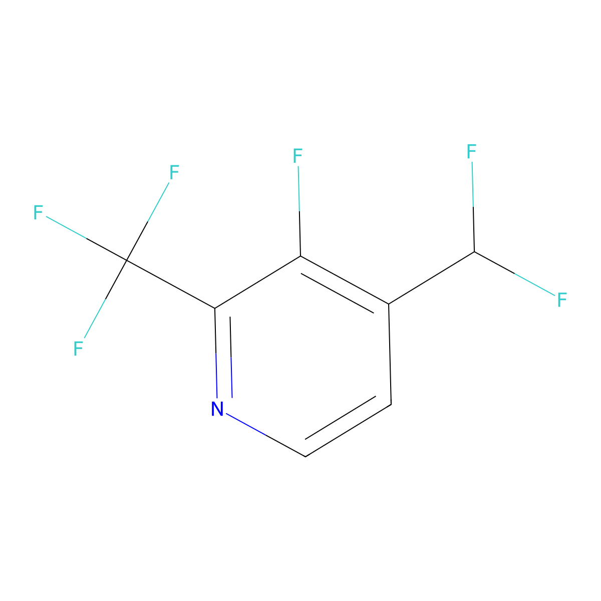 4-(Difluoromethyl)-3-fluoro-2-(trifluoromethyl)pyridine molecular structure, CAS 1803665-90-8