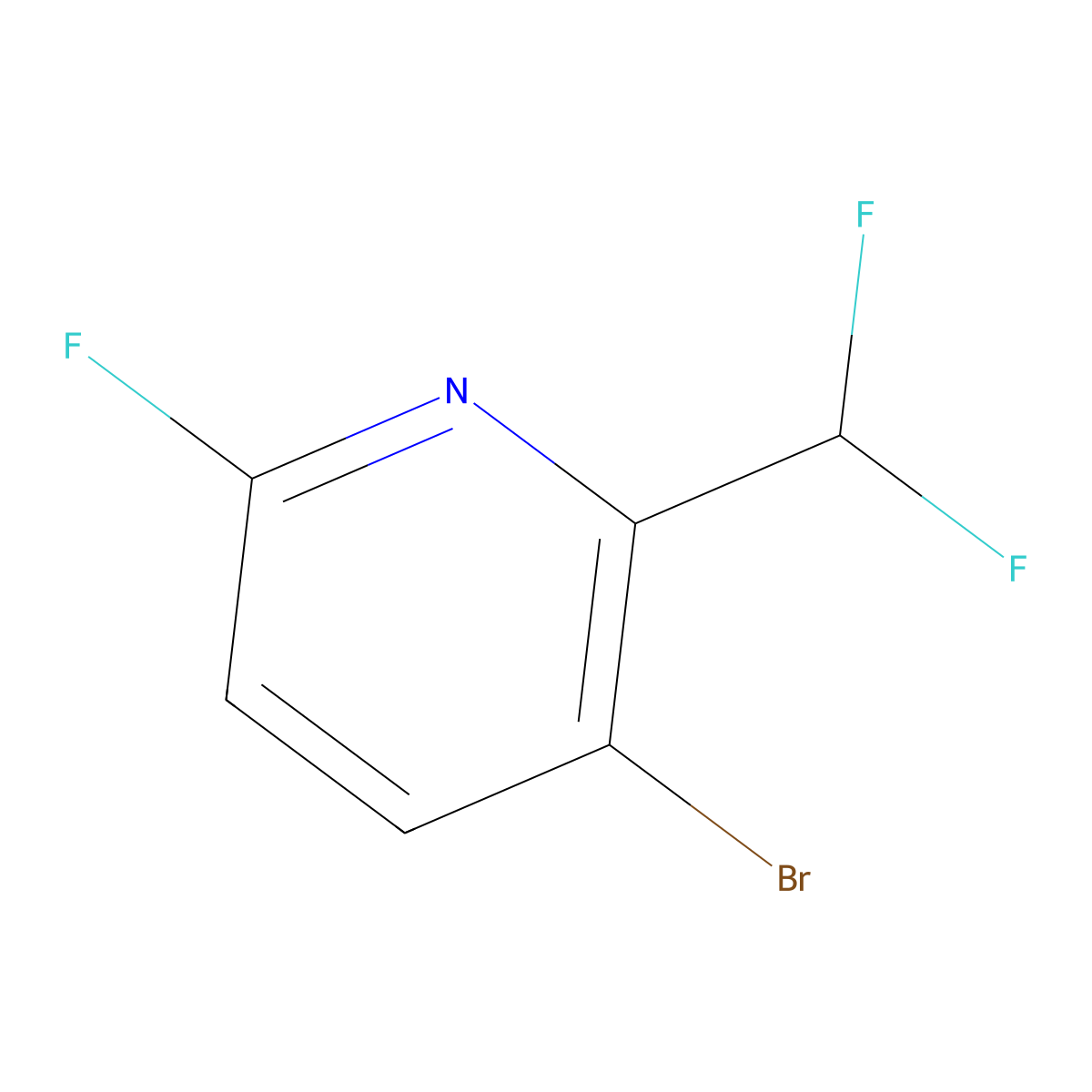 3-Bromo-2-(difluoromethyl)-6-fluoropyridine molecular structure, CAS 1803695-57-9