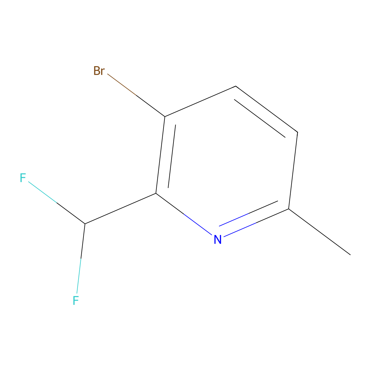 3-Bromo-2-(difluoromethyl)-6-methylpyridine molecular structure, CAS 1803696-22-1