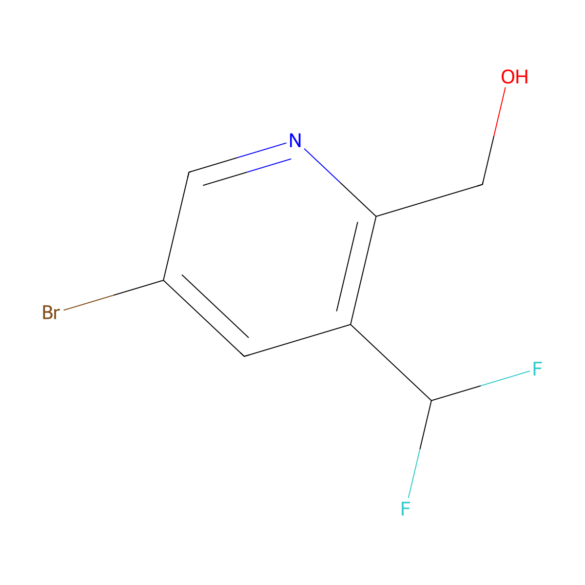 [5-Bromo-3-(difluoromethyl)pyridin-2-yl]methanol molecular structure, CAS 1803696-40-3