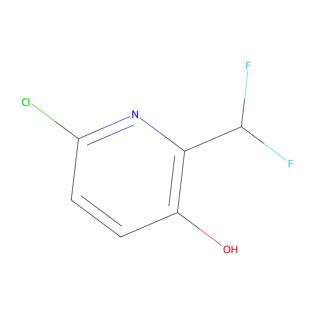 6-Chloro-2-(difluoromethyl)-3-pyridinol molecular structure, CAS 1803709-05-8