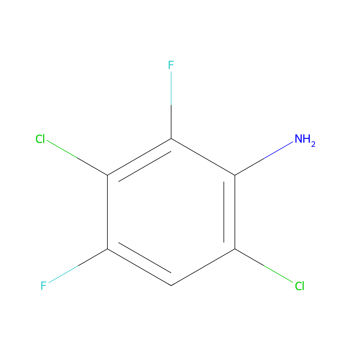 3,6-Dichloro-2,4-difluoroaniline molecular structure, CAS 1803717-56-7