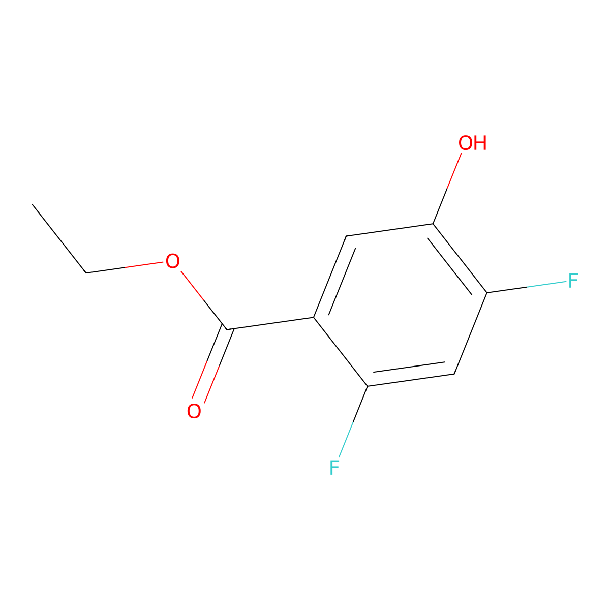 Ethyl 2,4-difluoro-5-hydroxybenzoate molecular structure, CAS 1803729-18-1